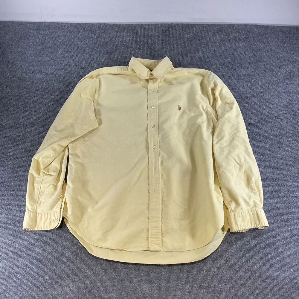 Polo Ralph Lauren Oxford Classic Fit Shirt Mens 17 36/37 Yellow Pony Button Down